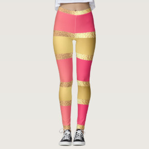 Pink Yellow Golden stripes Leggings