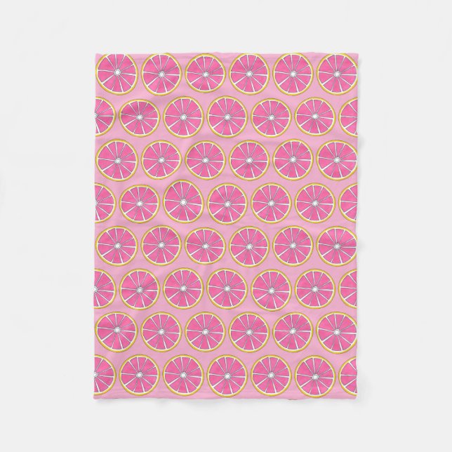 Pink Yellow Grapefruit Citrus Fruit Foodie Slice Fleece Blanket (Front)