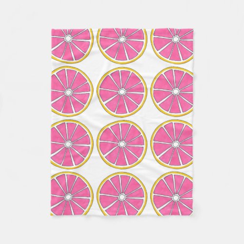 Pink Yellow Grapefruit Citrus Fruit Foodie Slice Fleece Blanket