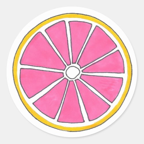 Pink Yellow Grapefruit Citrus Fruit Slice Stickers