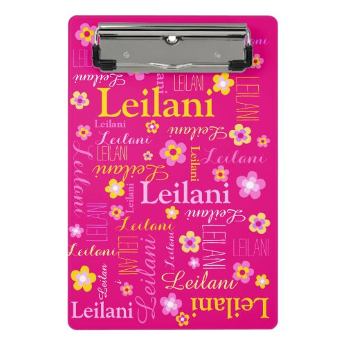 Pink yellow graphic flower custom girls Leilani Mini Clipboard