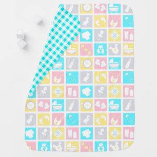 PINK YELLOW GRAY BABY THEMED ITEMS BLANKET