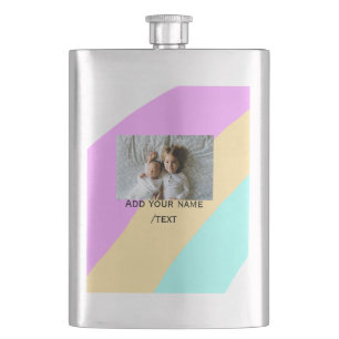 Pink yellow green add photo text name custom edita flask