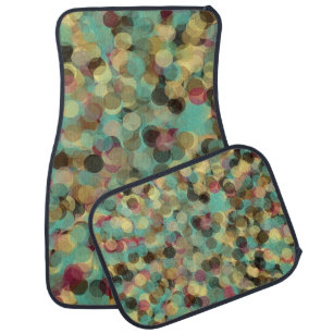 pink yellow green and blue circle pattern abstract car floor mat