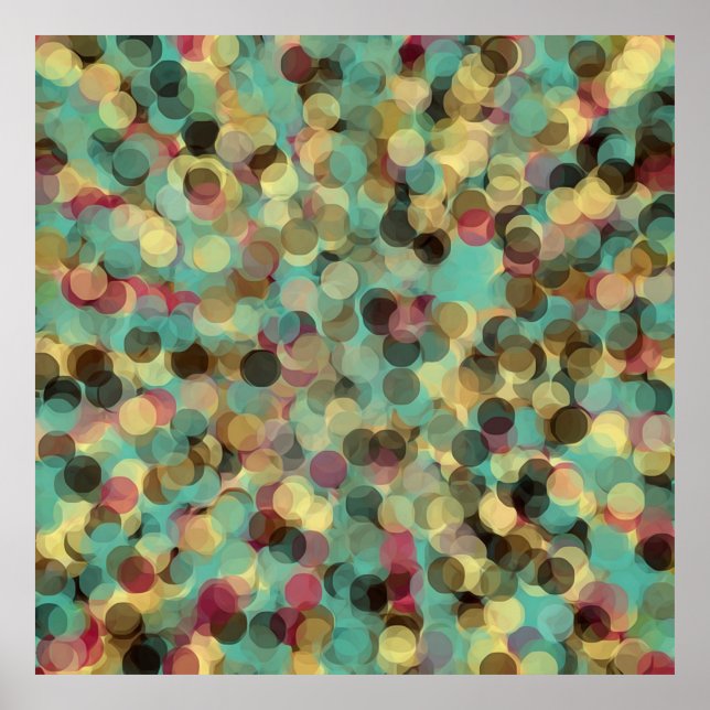 pink yellow green and blue circle pattern abstract poster (Front)