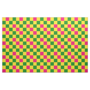 Pink Yellow Green Checkered Pattern Design  Fabric