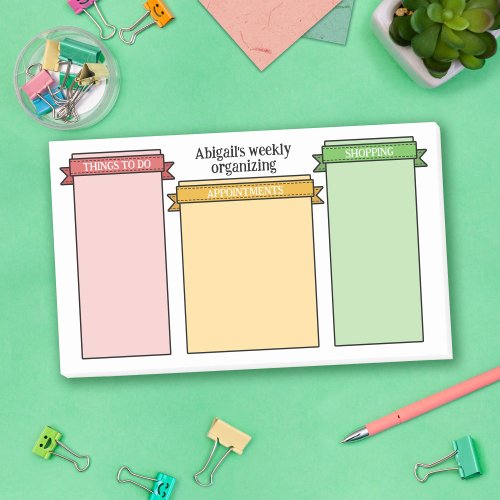 Pink Yellow Green Cute Ribbon Labels Your Week Post_it Notes