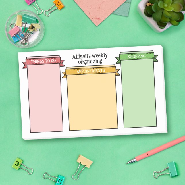 Pink Yellow Green Cute Ribbon Labels Your Week Post-it Notes (Creator Uploaded)