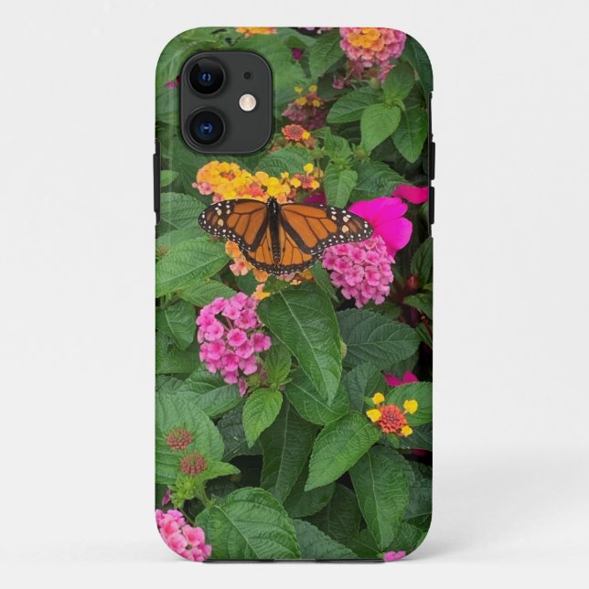 Pink Yellow Green Floral Lantana with Butterfly  Case-Mate iPhone Case (Back)