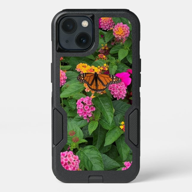 Pink Yellow Green Floral Lantana with Butterfly   Otterbox iPhone Case (Back)