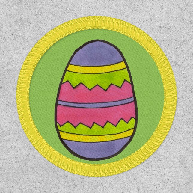 Pink Yellow Green Painted Easter Egg Hunt Patch (Front)