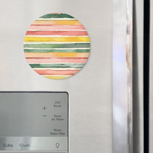 Pink Yellow Green Stripes Magnet