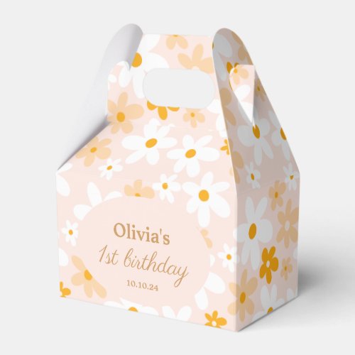 Pink Yellow Groovy Daisy Birthday Favor Boxes