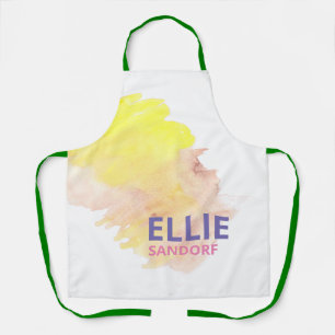 Pink Yellow Grunge Custom Name Chef Baker Apron