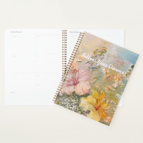Pink Yellow Hibiscus Tropical Flowers Planner
