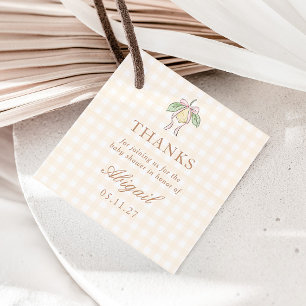 Pink & Yellow Lemon Bow Baby Shower Favor Tags