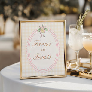 Pink & Yellow Lemon Bow Favors and Treats Sign