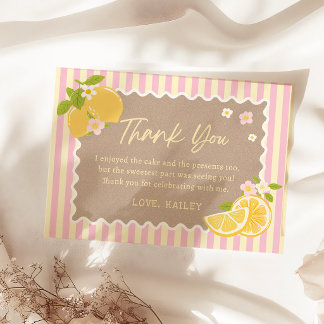 Pink Yellow Lemon Freshly Birthday Thank You Card