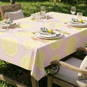 Pink Yellow Lemon Tablecloth