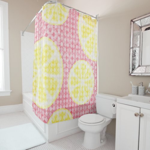Pink  Yellow Lemonade Shower Curtain