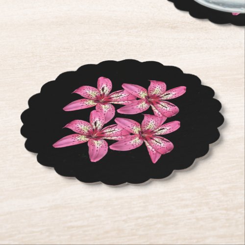Pink Yellow Lilies Set of Sturdy Paper Coasters