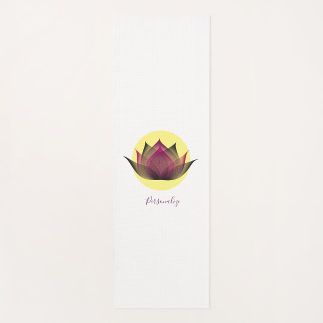 Pink Yellow Lotus Flower Simple Elegant Modern  Yoga Mat (Front)