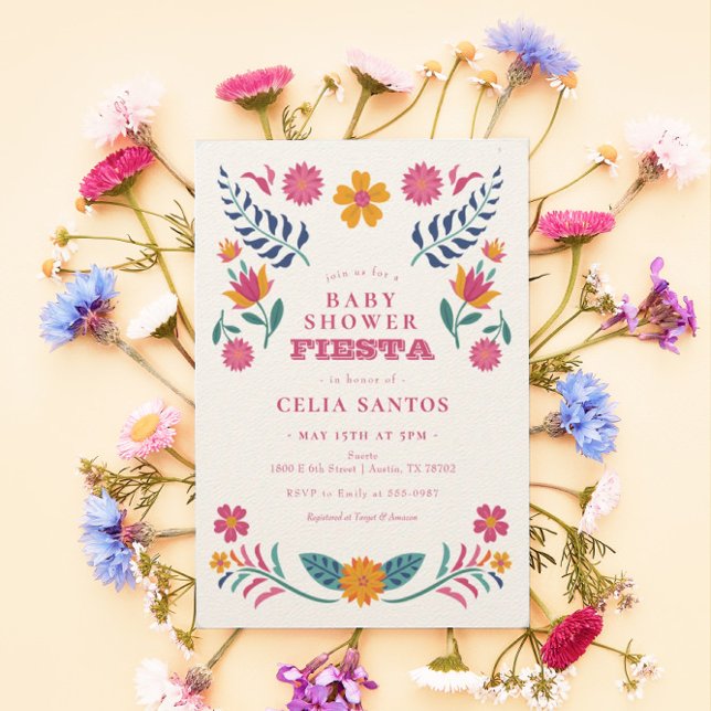 Pink Yellow Mexican Fiesta Baby Shower Invitation