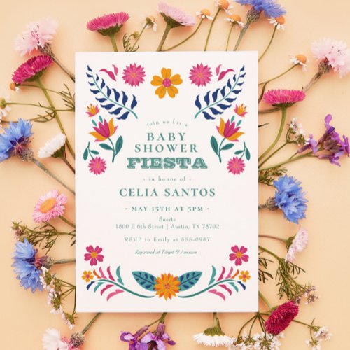 Pink Yellow Mexican Fiesta Baby Shower Invitation