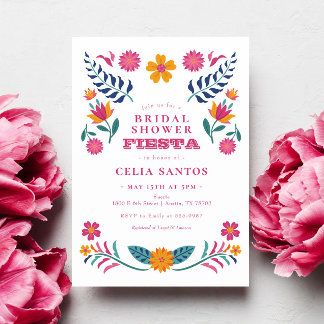 Pink Yellow Mexican Fiesta Bridal Shower Invitation