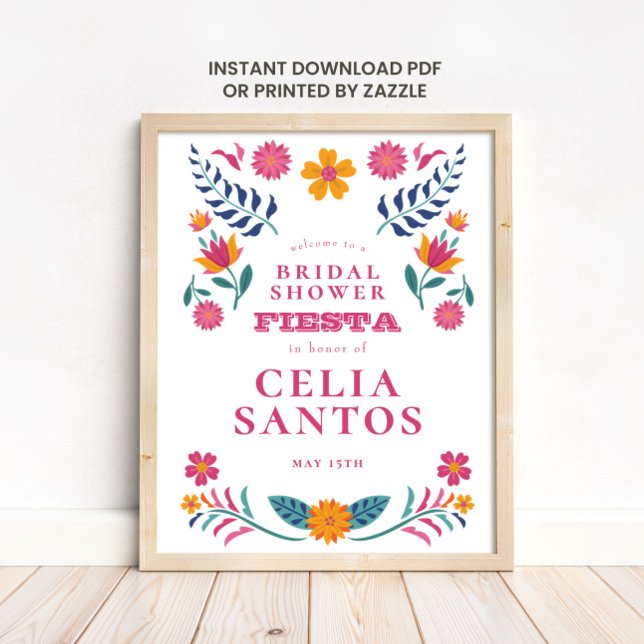 Pink Yellow Mexican Fiesta Bridal Shower Poster (Creator Uploaded)