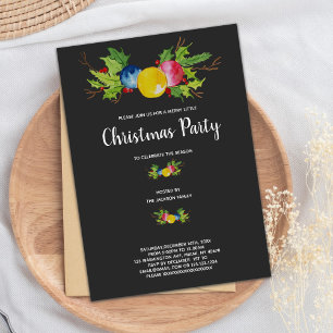 Pink Yellow Modern Christmas Holiday Party Invitation
