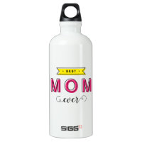 Pink Yellow Modern Fun Best Mom Ever Water Bottle