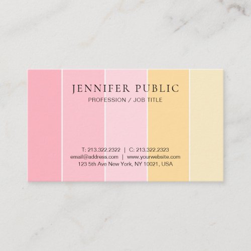 Pink Yellow Modern Trendy Minimalist Template Business Card