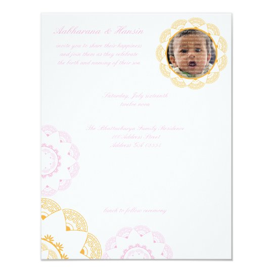 pink yellow namkaran baby naming invitations zazzle com
