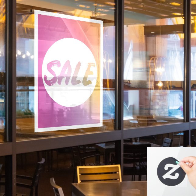 Pink Yellow Ombre SALE Sign Window Cling (Restaurant Window)