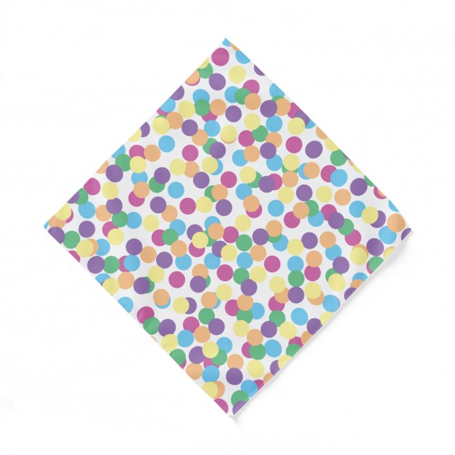 Pink Yellow Orange Green Blue Purple Polka-Dots Bandana (Front)