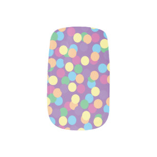 Pink Yellow Orange Green Blue, Purple Polka-Dots Minx Nail Art
