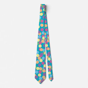 Pink Yellow Orange Green Blue Purple Polka-Dots Tie