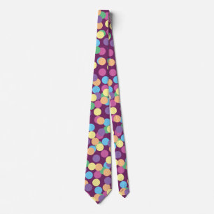 Pink Yellow Orange Green Blue Purple Polka-Dots Tie
