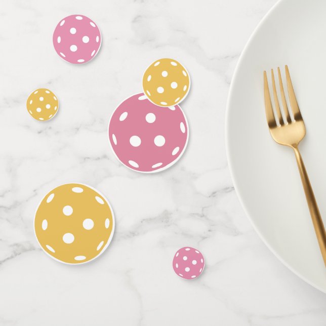 Pink Yellow Orange Pickleball Birthday Party Confetti (Group)