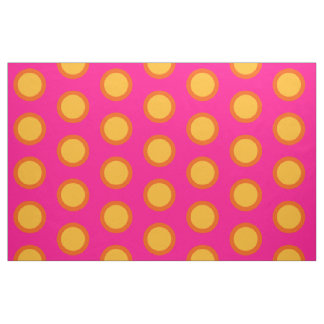 Pink Yellow Orange Polka Dot Combed Cotton Fabric