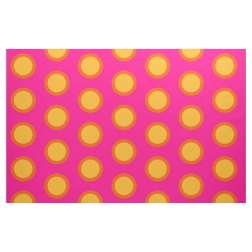 Pink Yellow Orange Polka Dot Combed Cotton Fabric