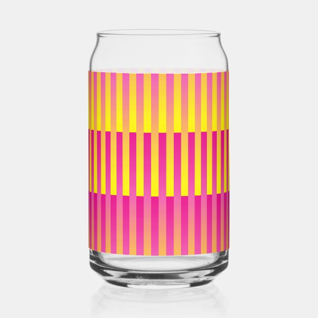 Pink Yellow Orange Striped Can Glass (Front)