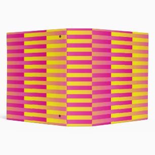 Pink Yellow Orange Striped Pattern 3 Ring Binder