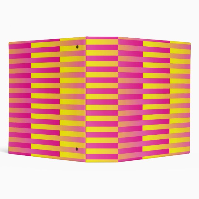 Pink Yellow Orange Striped Pattern 3 Ring Binder (Background)