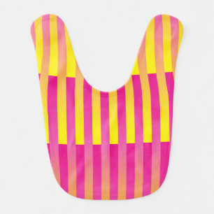 Pink Yellow Orange Striped Pattern Baby Bib