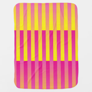 Pink Yellow Orange Striped Pattern Baby Blanket