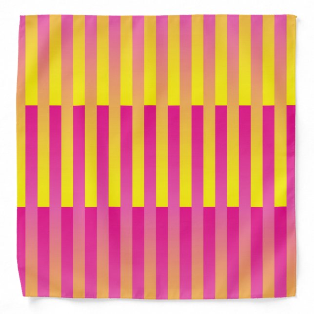 Pink Yellow Orange Striped Pattern Bandana (Front)