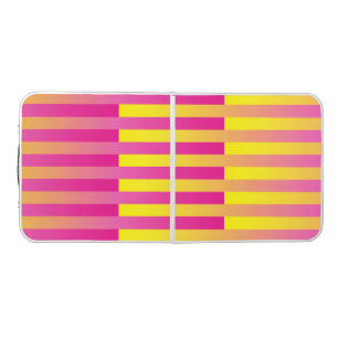 Pink Yellow Orange Striped Pattern Beer Pong Table