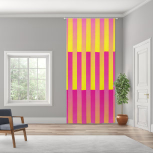 Pink Yellow Orange Striped Pattern Blackout Curtains